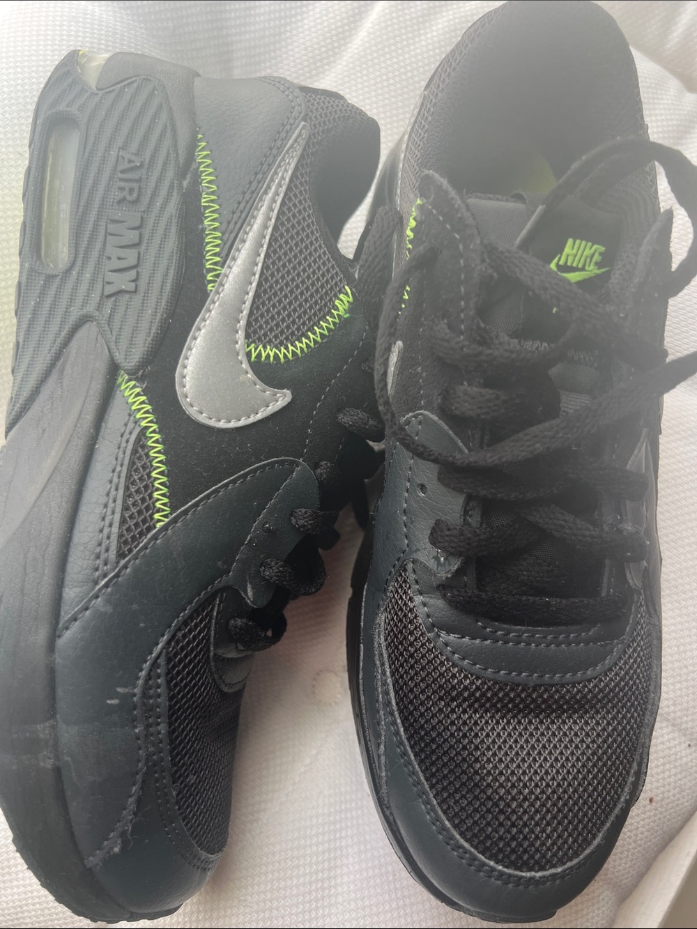 Nike Airmax Black Sneakers with Neon Green Accents